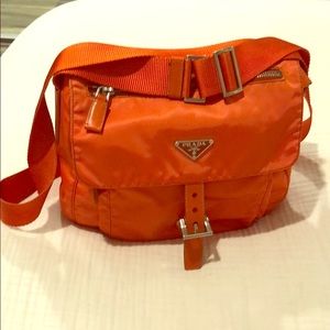 PRADA Papaya Tessuto mini messenger crossbody